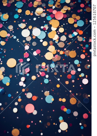 colorful party confetti on blue background colorful party confetti on blue background 125618707