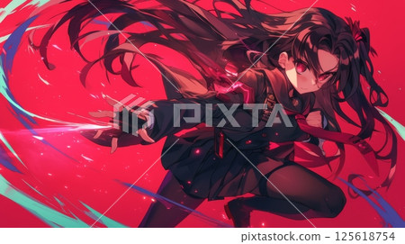 Dynamic white-haired beautiful girl character, anime-style fantasy illustration 125618754