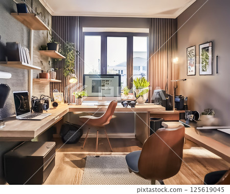 Image of a room with a computer space 125619045