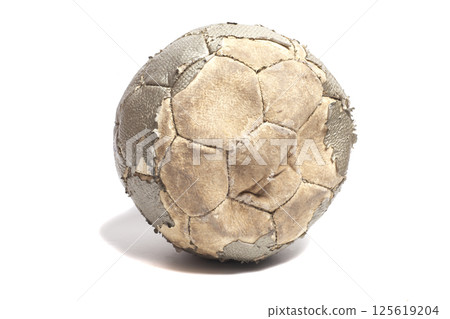 old leather soccer ball isolated on white background old leather soccer ball isolated on white background 125619204