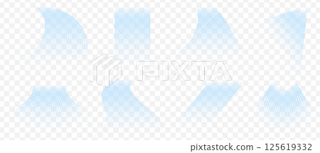 Set of air flow elements on transparent background. Dynamic blurred cold air movement. Set of air flow elements on transparent background. Dynamic blurred cold air movement. 125619332
