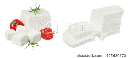 Feta cheese isolated on white background. With full depth of field Feta cheese isolated on white background. With full depth of field 125620370