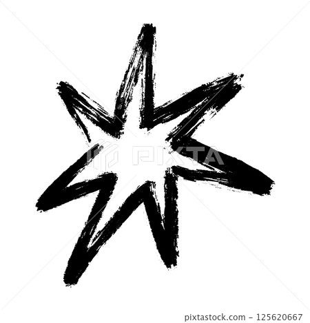 Abstract brush shapes with doodle stars and flowers, colorful scribbles in cute hand-drawn collage style, fun geometric cartoon elements. Flat vector illustration isolated on white background. Abstract brush shapes with doodle stars and flowers, colorful scribbles in cute hand-drawn collage style, fun geometric cartoon elements. Flat vector illustration isolated on white background. 125620667