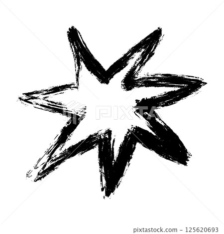 Abstract brush shapes with doodle stars and flowers, colorful scribbles in cute hand-drawn collage style, fun geometric cartoon elements. Flat vector illustration isolated on white background. Abstract brush shapes with doodle stars and flowers, colorful scribbles in cute hand-drawn collage style, fun geometric cartoon elements. Flat vector illustration isolated on white background. 125620693