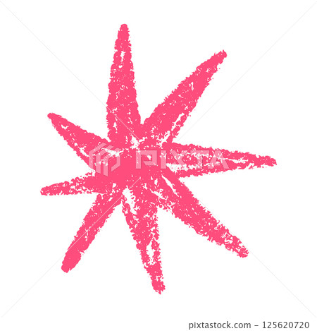 Pink abstract brush shapes with doodle stars, flowers, and geometric elements. Fun and modern hand-drawn collage in a colorful organic style. Flat vector illustration isolated on white background. 125620720