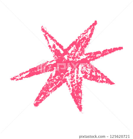 Pink abstract brush shapes with doodle stars, flowers, and geometric elements. Fun and modern hand-drawn collage in a colorful organic style. Flat vector illustration isolated on white background. 125620721