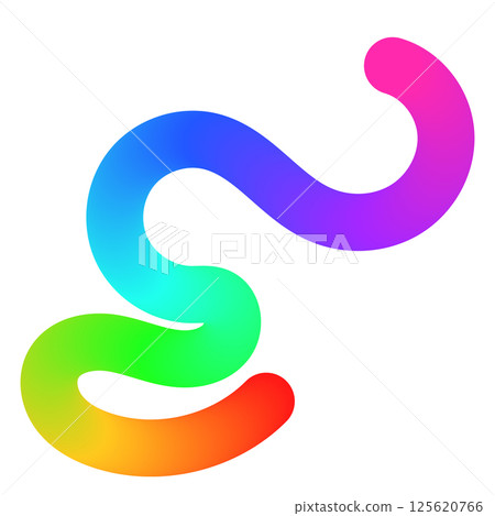 Abstract wavy gradient lines with playful squiggle shapes, colorful ribbon elements, geometric doodle pattern, and fluid 3D design. Flat vector illustration isolated on white background. 125620766