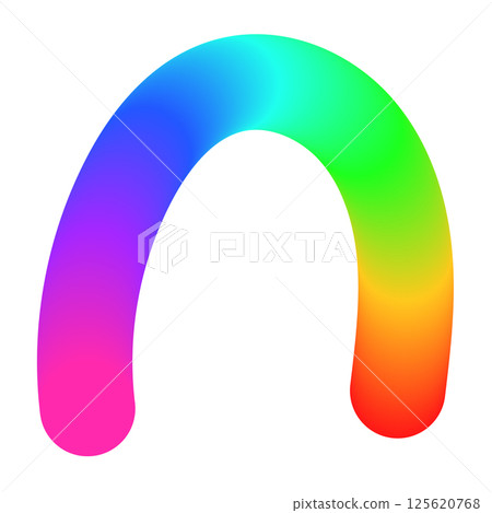 Abstract wavy lines with colorful gradient ribbon shapes, organic squiggle pattern, playful doodle elements in a 3D rainbow design. Flat vector illustration isolated on white background. 125620768