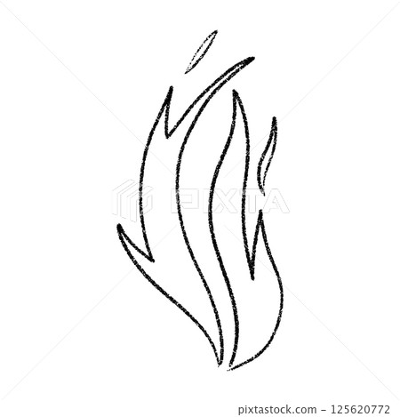 Hand drawn campfire with doodle flames. Retro fire outline and smoke silhouette. Flat vector illustration isolated on white background. 125620772