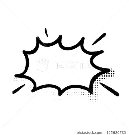Explosive emphasis bubble for cartoon dialogue. Hand-drawn comic text frame with sharp edges. Flat vector illustration isolated on white background. 125620783