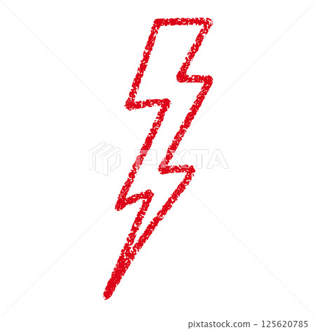 Red Hand-drawn doodle elements lightning, thunderbolt sketchy crayon scribble style with rock vibe. Flat vector illustration isolated on white background. 125620785