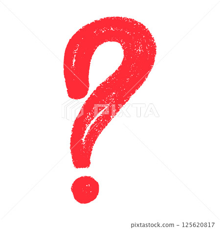 Hand-drawn question mark icon with sketch-style details. Curious doodle symbol for FAQ sections or inquiry prompts. Flat vector illustration isolated on white background. 125620817