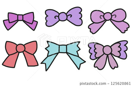 Cute ribbon icon set 125620861