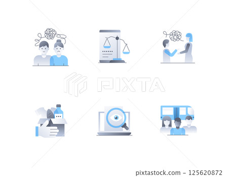 Assistance and support for refugees - flat design style icons set 125620872