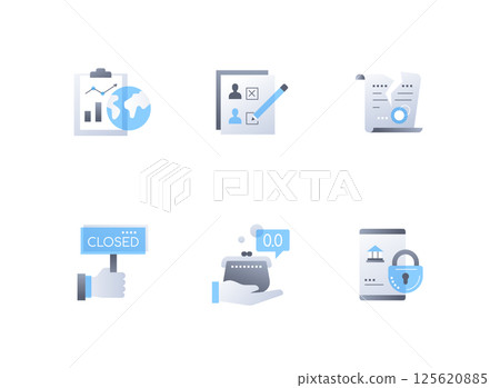 Crisis - modern flat design style icons set Crisis - modern flat design style icons set 125620885