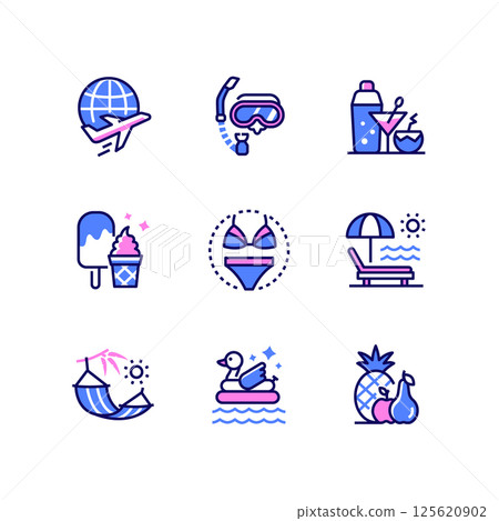 Summer - modern line design style icons set Summer - modern line design style icons set 125620902