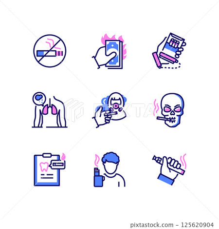 Smoking - modern line design style icons set 125620904