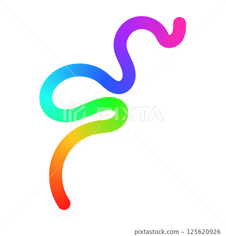 Abstract wavy lines with colorful gradient ribbon shapes, organic squiggle pattern, playful doodle elements in a 3D rainbow design. Flat vector illustration isolated on white background. Abstract wavy lines with colorful gradient ribbon shapes, organic squiggle pattern, playful doodle elements in a 3D rainbow design. Flat vector illustration isolated on white background. 125620926
