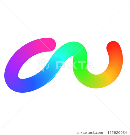 Abstract wavy gradient lines with playful squiggle shapes, colorful ribbon elements, geometric doodle pattern, and fluid 3D design. Flat vector illustration isolated on white background. 125620984