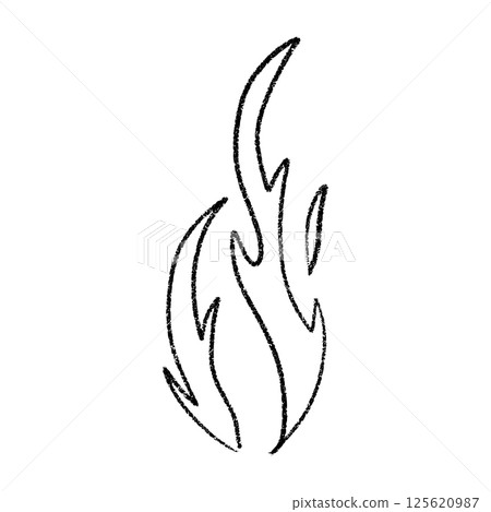 Hand drawn campfire with doodle flames. Retro fire outline and smoke silhouette. Flat vector illustration isolated on white background. Hand drawn campfire with doodle flames. Retro fire outline and smoke silhouette. Flat vector illustration isolated on white background. 125620987