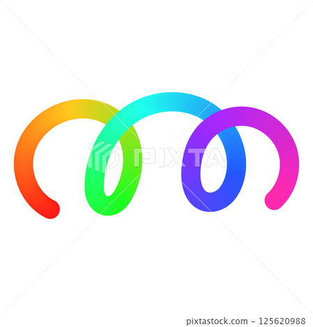 Abstract wavy lines with colorful gradient ribbon shapes, organic squiggle pattern, playful doodle elements in a 3D rainbow design. Flat vector illustration isolated on white background. Abstract wavy lines with colorful gradient ribbon shapes, organic squiggle pattern, playful doodle elements in a 3D rainbow design. Flat vector illustration isolated on white background. 125620988