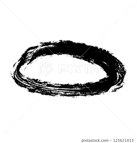 Hand-drawn brush strokes and doodle lines, oval and circular marker highlights, sketchy pen and pencil scribbles for underline or emphasis. Flat vector illustration isolated on white background. 125621013