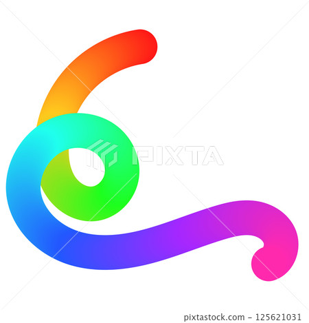 Abstract wavy gradient lines with playful squiggle shapes, colorful ribbon elements, geometric doodle pattern, and fluid 3D design. Flat vector illustration isolated on white background. 125621031
