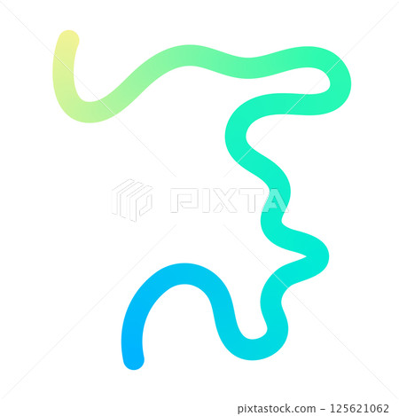 Abstract squiggle background with wavy gradient lines, colorful ribbon shapes, fun organic pattern, 3D curved design elements. Flat vector illustration isolated on white background. 125621062