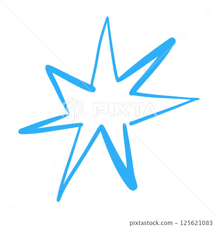 Hand-drawn star icons with crayon texture. Playful sketch elements, brush strokes and scribble patterns. Flat vector illustration isolated on white background. Hand-drawn star icons with crayon texture. Playful sketch elements, brush strokes and scribble patterns. Flat vector illustration isolated on white background. 125621083