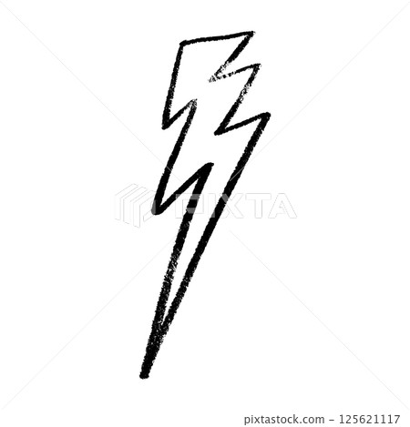 Lightning thunderbolt pictogram outline. Power logo with electric flash energy. Flat vector illustration isolated on white background. 125621117