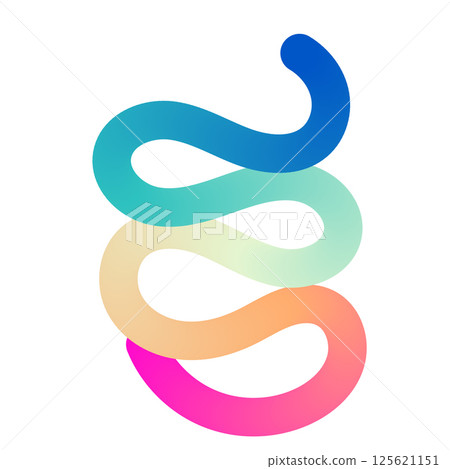 Abstract wavy gradient lines with fluid ribbon shapes, colorful 3D pattern, geometric and organic design elements. Flat vector illustration isolated on white background. 125621151