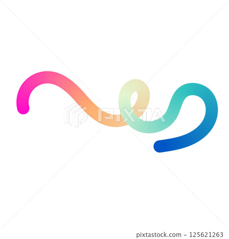 Abstract wavy gradient lines with fluid ribbon shapes, colorful 3D pattern, geometric and organic design elements. Flat vector illustration isolated on white background. 125621263