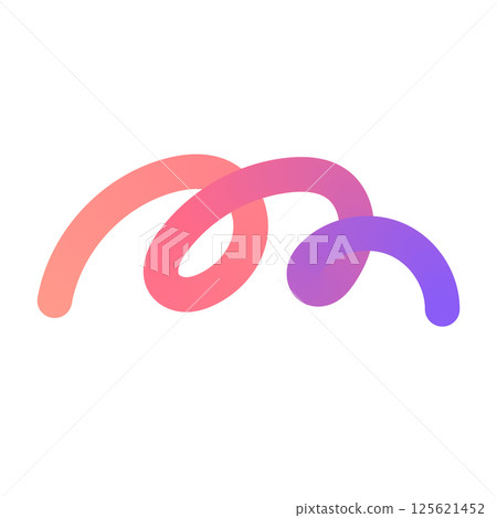 Abstract gradient wave pattern with wavy 3D shapes and geometric squiggles. Modern doodle design with colorful ribbon elements. Flat vector illustration isolated on white background. 125621452