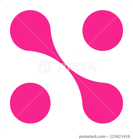 Pink circle blob connect pattern. Organic morphing shapes and logo dots. Flat vector illustration isolated on white background. Pink circle blob connect pattern. Organic morphing shapes and logo dots. Flat vector illustration isolated on white background. 125621459