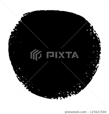 Hand-scribbled crayon circles with pastel texture. Paint oval shapes and wax pencil strokes. Flat vector illustration isolated on white background. 125621504