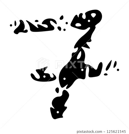 Grunge numbers 1,2 with rough brush texture acrylic. Hand-painted spray ink effect, doodle calligraphy font. Flat illustration isolated on white. 125621545