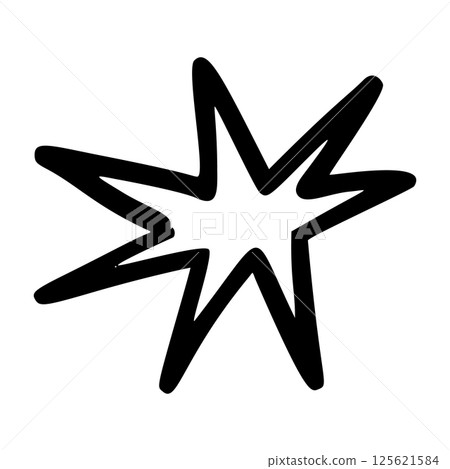 Comic movement lines and expressive shapes with fun graphic effects. Hand-drawn cartoon elements including arrows, marks, and brush strokes. Flat vector illustration isolated on white background. 125621584