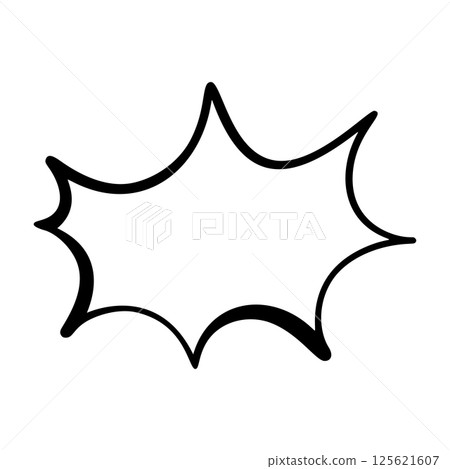 Pop art speech bubble emphasis effect. Comic book text box in boom balloon shape. Flat vector illustration isolated on white background. 125621607