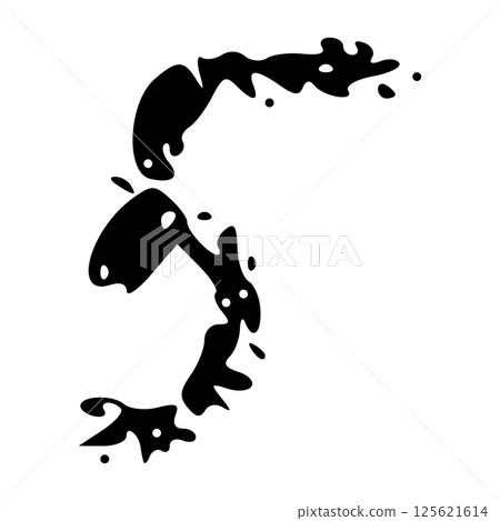 Grunge numbers 1,2 with rough brush texture acrylic. Hand-painted spray ink effect, doodle calligraphy font. Flat illustration isolated on white. 125621614
