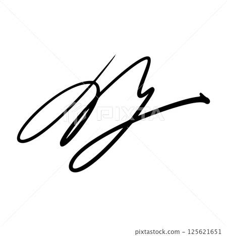 Handwritten signature name sign with random letter forms. Fake autograph for contract or document use. Flat vector illustration isolated on white background. 125621651