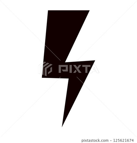 Thunder hand style comic energy flash. Drawn lightning bolt electric icon. Flat vector illustration isolated on white background. 125621674
