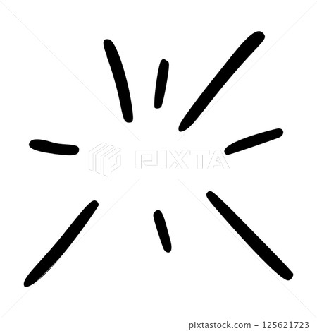 Comic movement lines and expressive shapes with fun graphic effects. Hand-drawn cartoon elements including arrows, marks, and brush strokes. Flat vector illustration isolated on white background. 125621723
