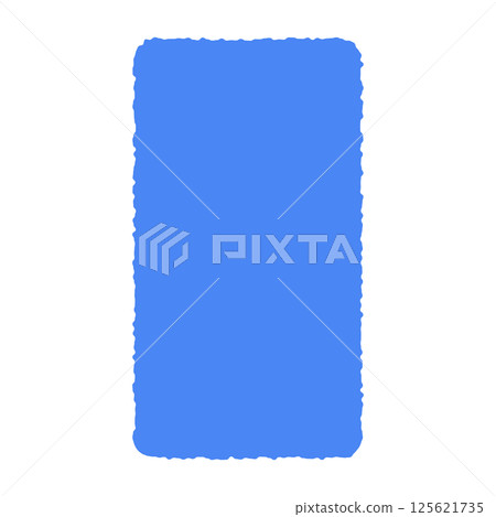 blue Hand drawn organic rectangular frame, abstract text box with doodle bubble shape, fun freeform banner for colorful background. Flat vector illustration isolated 125621735