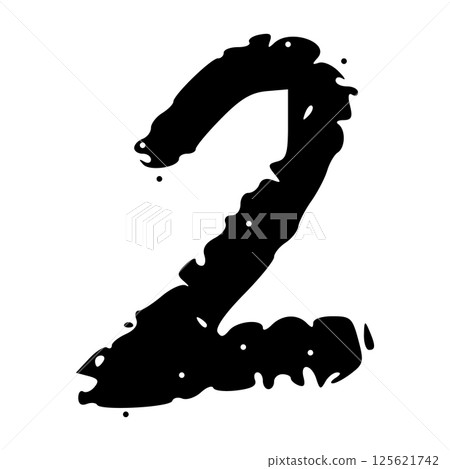 Hand-drawn numbers with brush strokes and spray ink texture, grunge calligraphy font in doodle style. Flat vector illustration isolated on white background. Hand-drawn numbers with brush strokes and spray ink texture, grunge calligraphy font in doodle style. Flat vector illustration isolated on white background. 125621742