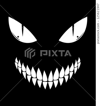 greepy sSmiling face with sharp teeth vector illustration 125621947