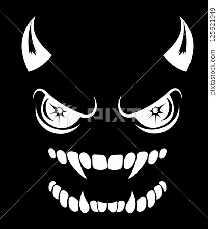 greepy sSmiling face with sharp teeth vector illustration 125621949