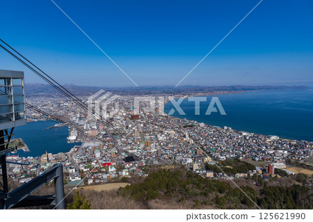 Hakodate scenery on a clear day as seen from the Mount Hakodate Ropeway Hakodate scenery on a clear day as seen from the Mount Hakodate Ropeway 125621990