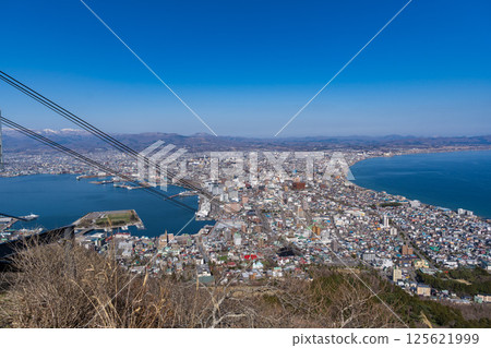 晴朗的日子從函館山纜車上看到的函館風景 125621999