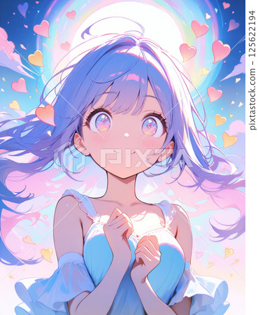 充滿愛的可愛女孩的插圖 125622194