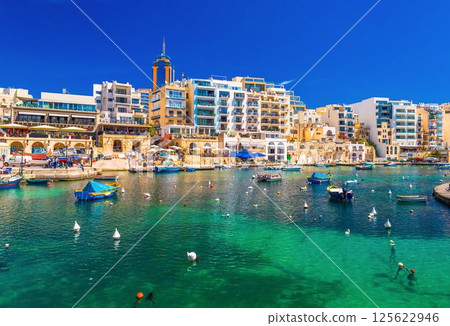 Beautiful cityscape of the St Julian's Bay, Malta 125622946